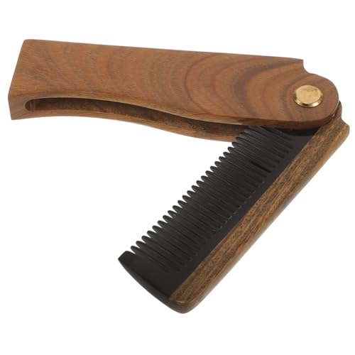 Outanaya Men's Comb Folding and Portable Wooden Ox Horn and Green Sandalwood Perfect for Travel