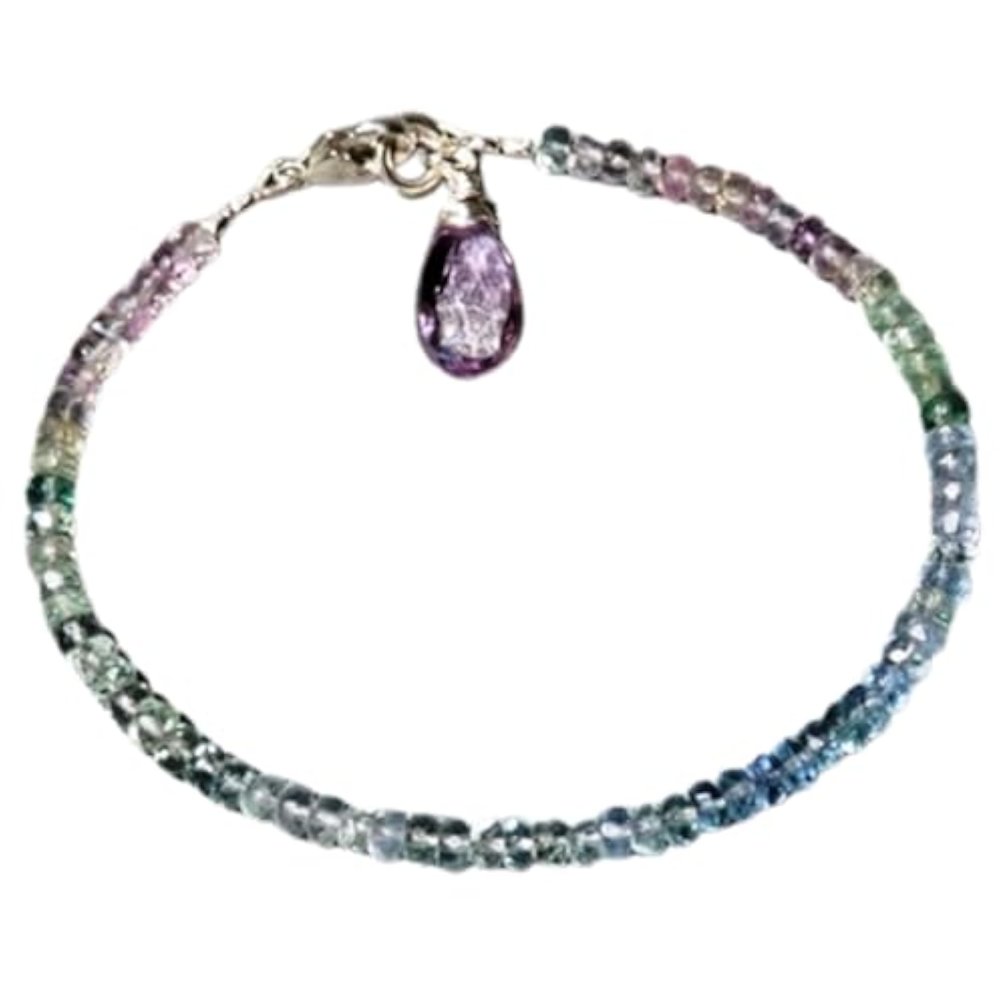 Fluorite Rondelle Beaded Bracelet, Adjustable Link with Silver Lock