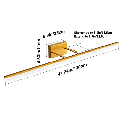 Image of Aipsun Copper Bathroom Vanity Light 48inch Adjustable Modern LED Vanity Light for Bathroom Gold Lights Fixtures 5500K