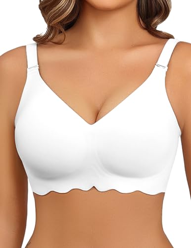 Avidlove Wireless Bras for Women Seamless Bralette Full Coverage Bra V Neck Tshirt Brassiere