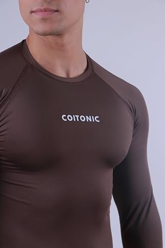 Image of COITONIC Men's Full Sleeve Compression T-Shirt - Athletic Base Layer for Gym, Sports & Fitness Training