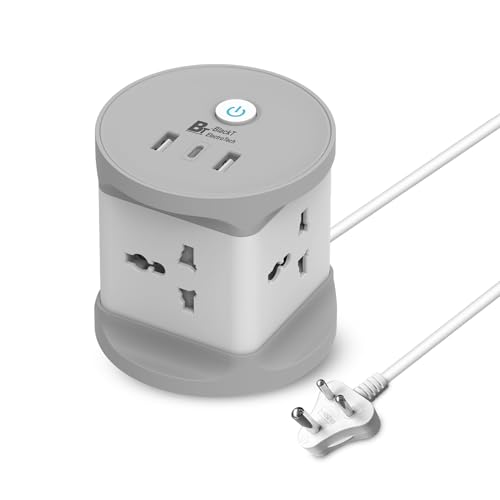 Image of Blackt Electrotech (BTCB1) 7-in-1 Extension Box - Extension Board with USB & Power Extension Board for Home, Office & Travel - 4 AC Multi Plug Socket, 2 USB, 1 C Type, 5ft Flat Plug Cord
