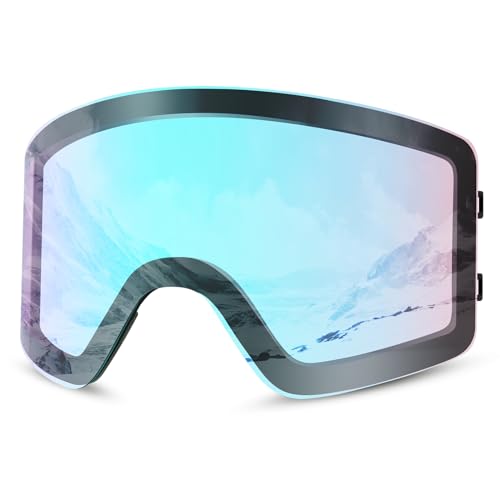 Odoland Ski Goggles Set with Detachable Lens,UV Protection Snow Goggles for Men and Women Z-blue Lens Only Vlt 47%
