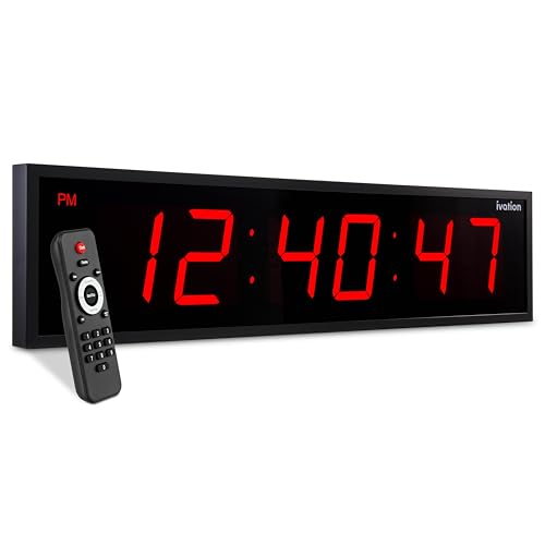 Image of Ivation Oversized Digital Wall Clock with Large LED Display & Timer, 36 inch
