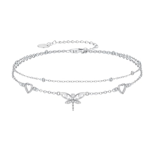 Image of 925 Sterling Silver Layered Ankle Bracelets for Women Jewelry Gifts | 925 Sterling Silver Layered Sea Turtles /Elephant /Wave Anklet Animal Bracelet Summer Ocean Beach Jewelry Gifts for Women
