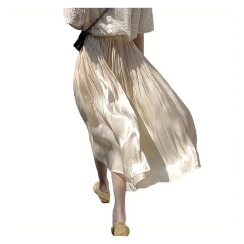 Chiffon Skirt Silky Temperament Half Skirt for Women Slim Fit and Slimming Mid Length A-line Hanging and Flowing Summer Organza for Chiffon(Khaki)4