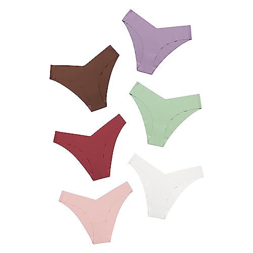 Image of DEANGELMON Women Seamless Bikini Cheeky Underwear Invisible No Show Panties V-Waist Hipster Ladies Soft Stretch Multi Pack