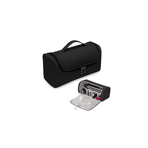 Image of Travel Storage Bag for Dyson Hair Dryer, Travel Case with Hook, Curler and Accessories Organizer, Large-Capacity Case Holder, Portable Carrying Case, Storage Organizer Bag for Women., Black,