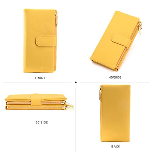Wallet,Large Capacity Women's Wallets Two Zipper Coin Phone Pocket Long Wallet Female Pu Leather Women Clutch Purse (B 19 cm)2