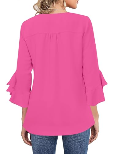 Relipop Womens Blouse Ruffle 3/4 Sleeve Tops V Neck Business Casual Blouses Shirts Spring Summer Outfits 20252
