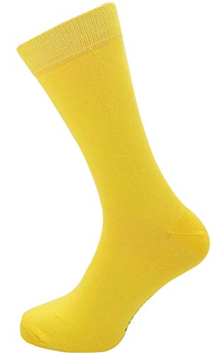 Macahel Mens Formal Plain Cotton Rich Ankle Socks (yellow)