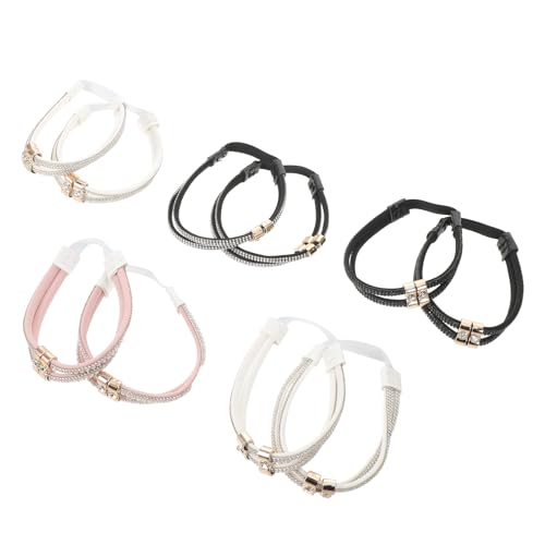 PAMINGONO 5 Pares de Correas Elásticas Ajustables para Tacones Altos Gemas de Imitación, Tiras Antideslizantes para Talón, Diseño Desmontable, Accesorio Brillante para Sandalias Mujer, Uso