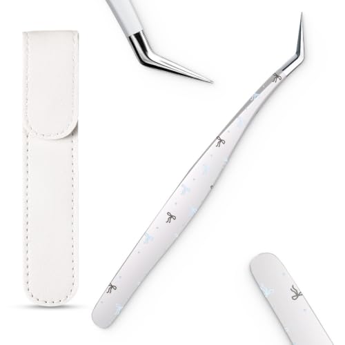 Cryslora Precision Craft Tweezers Curved Extended Fine Tip Sticker Tweezers for 3D Scene Stickers Scrapbooking Journaling DIY Paper Crafts (Silver)