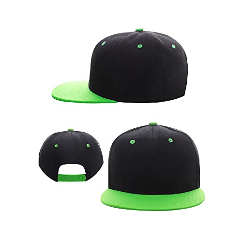Adjustable Hip hop Light Board Flat Brim hat Hip-hop hat Trendy Men and Women Fashion Flat Brim Baseball Cap (Green)