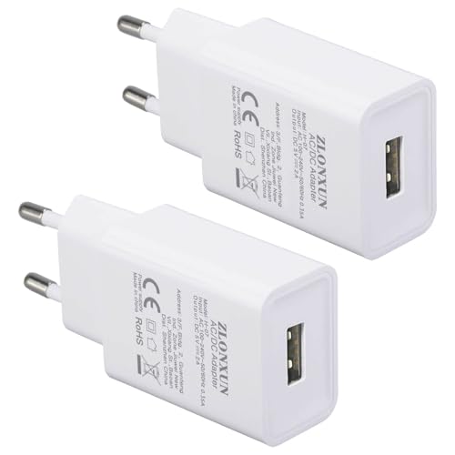 Zlonxun MF-05002100-2PK European Charger Adapter 2-Pack 5V/2A Eu Charger Plug Power Adapter For Iphone,Samsung Galaxy,Huawei,Xiaomi,Lg,Motorola,Htc Etc. cover