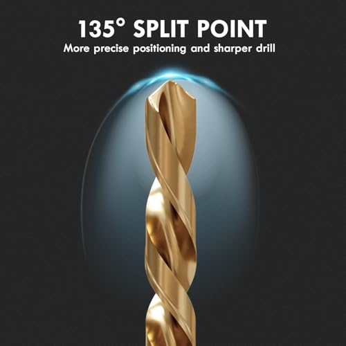 MACXCOIP Cobalt Left Hand Drill Bit Set, 29Pcs M35 High Speed Steel Jobber Length Drill Bit Kit for Hardened Metal, Stainless Steel, Cast Iron, Wood and Plastic, with Index Storage Case, 1/16"-1/2"