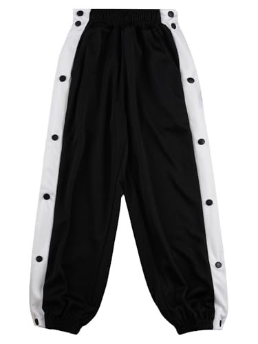 Kids Boys Side Split Press Button Pants Sweatpants Sport Basketball School Trousers with Pockets Jogging Pants
