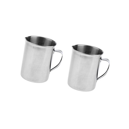 F Fityle 2PCS 1000ml Verres Doseurs, Pot à Lait INOX pour Mousser Le Lait, Bécher Gradué pour Lait/Eau/Huile en Acier Inoxydable Anti-Rouille...