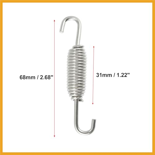 Image of 1 Set 31mm 1.22 inch Motorcycle Exhaust Pipe Spring with U Shape Hooks Stainless Steel Silver Tone Replacement