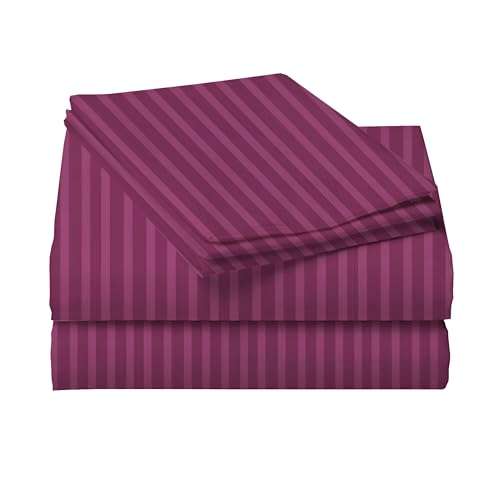 Image of 220 Cotton Feel Glace Cotton Double Bedsheet with 2 Pillow Cover (90x90 inch) Wine