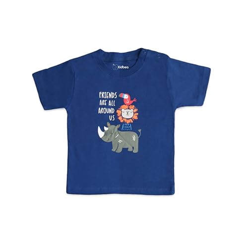Image of Kidbea 100% Organic Soft Cotton Half Sleeve T-Shirt Multicolor Printed for Baby Boys