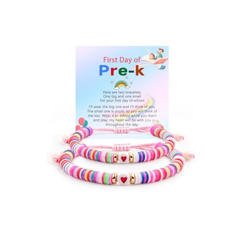 Image of YUZHEJIE First Day of Kindergarten Pre-K Bracelet Mother Daughter Matching Bracelets Back to School Natural Stone Bracelets for Women Girls Teen Jewelry Gifts (Colorful-Pre-K), 6.5