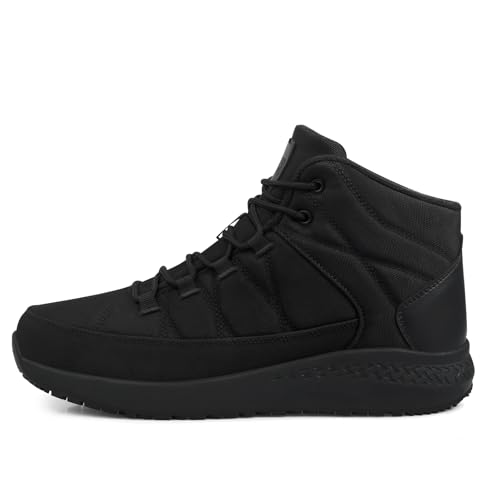 Image of Non Slip Work Boots for Men Slip Resistant Shoes for Chef Kitchen Restaurant Food Service Working Waterproof Ankle Boot Cotton-Padded Outdoor Walking Sneakers