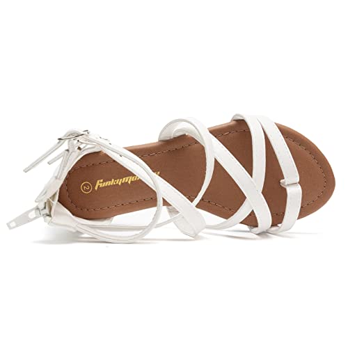 Image of FUNKYMONKEY Girls Gladiator Strap Sandals Flat Thong Cross Strappy Sandals
