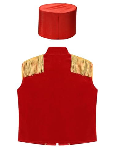 Kids Boys Girls Tassel Waistcoat Circus Ringmaster Showman Vest Fancy Dress Ups with Hat Set4