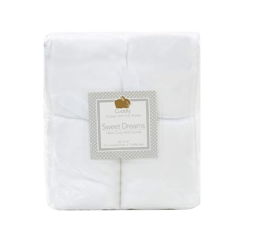 Image of Cozy Fleece Warm and Soft Microplush Fitted Crib Sheets for Girls Boys, 2 Pack Warm Crib Sheets for Winter, Baby Crib Sheets for Standard Crib Mattress, White Crib Sheets 28in x 52in