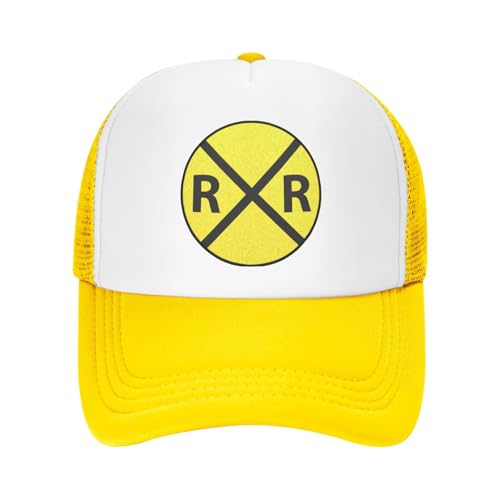 Railroad Crossing Sign Trucker Hat Snapback Mesh Baseball Cap Unisex2