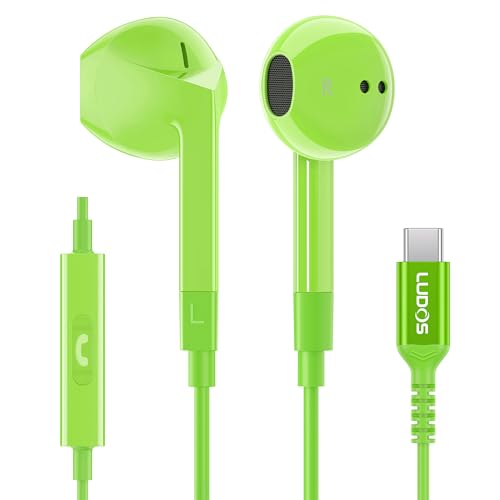 Image of LUDOS FEROX USB C Headphones for iPhone 17 16 15 Pro Max Plus Air iPad Pro, 5 Years Warranty, USB-C Earbuds for Samsung Galaxy S24 S23 Ultra S22 S21 FE S20 Z Flip 3 Fold 4 A53, USB Type C Earphones
