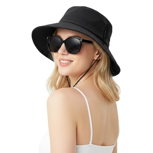 Sombrero de sol para mujer con ala ancha y protección UPF 50+
