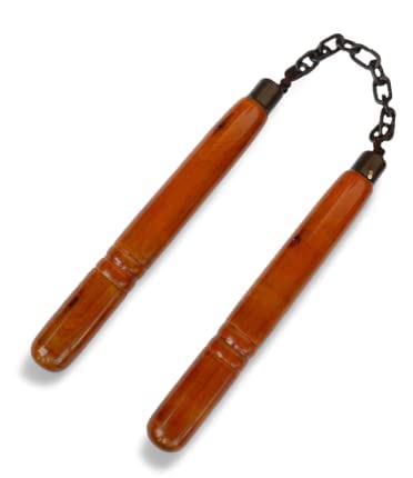 Pack of 1 | Nunchaku/Num-chuks/Chainsticks/Chuka Sticks/Wooden Handle + Iron Chain Nunchaku (Karate Stick) Gymnastic Stick (Martial Art & Equipment Nunchaku) Brown NC84