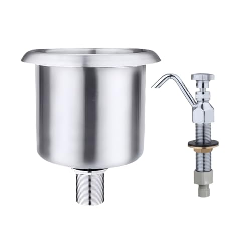 FUANA Évier de bar pour café, 16,5 x 6,5 cm et 28,3 x 17,6 cm en acier inoxydable et laiton pour laver les ustensiles de cuisine