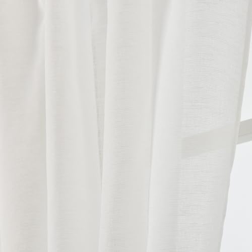 Aquazolax Linen White Curtains 230cm Drop Extra Long Rod Pocket Textured Fabric Privacy Curtain for Kitchen/Living Room Windows - Image 4
