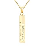 MeMoShe Custom Name Necklace Personalized 3D Engraved Bar 18K Gold Plated Customized Name Jewelry with Adjustable Chain Charm Gift for Women Men