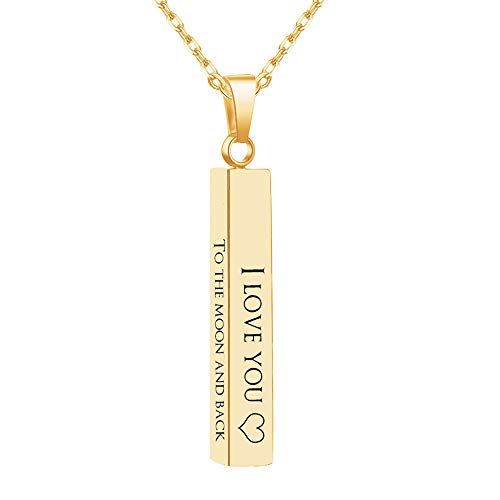 MeMoShe Custom Name Necklace Personalized 3D Engraved Bar 18K Gold Plated Customized Name Jewelry with Adjustable Chain Charm Gift for Women Men