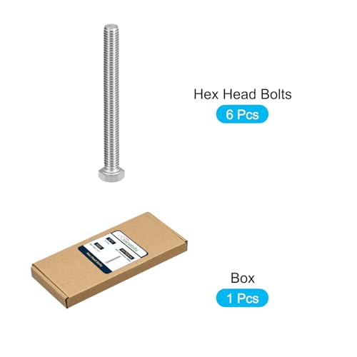 Image of METALLIXITY Hex Head Bolts (3 /8-16 x 3-1 /2 inch) 6Pcs, 304 Stainless Steel 18-8, Fully Threaded, External Hex Drive, Plain Finish, Hex Head Screw Bolt, Silver