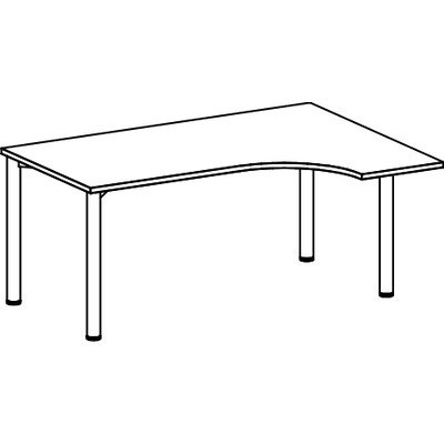 160cm PC-Arbeitstisch rechts Stockholm Versandsart: Frei Bordsteinkante, Farbe (Gestell): Weißalu, Ausführung (Tischplatte): Ahorn