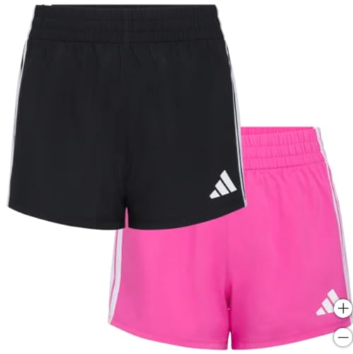 Adidas Youth 2-Pack 3 Stripes Short (US, Alpha, Medium, Regular, Black/Pink)