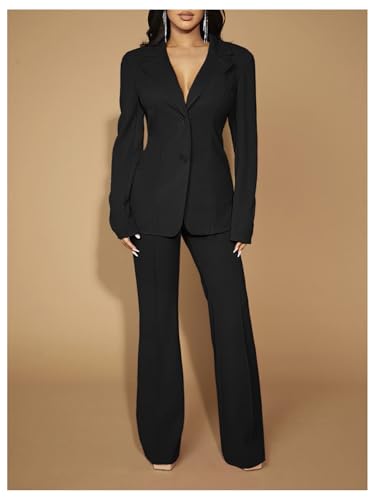 SOLY HUX Women's Flare Dress Pants Chain High Waisted Business Casual Trousers3