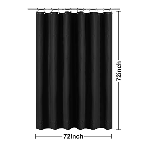 Image of Barossa Design Black Shower Curtain Liner with 6 Magnets - Waterproof Heavy Duty PEVA Shower Liner for Bathroom, 72 inch x 72 inch Standard Size, PVC Free, Metal Grommets - Black, 72x72