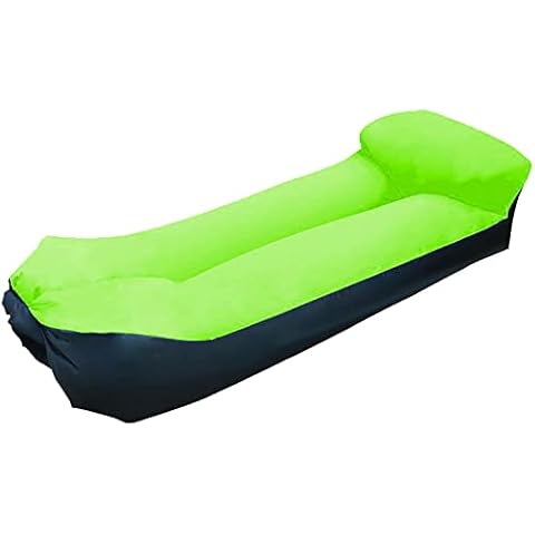 Inflatable Lounger with HEADREST, Air Sofa, Inflatable Couch for Camping, Picnics, Traveling, Festivals, Lakeside & Beach, Outdoor Beach Chair, Camping Compression Sacks (Green) Cover