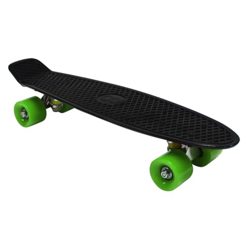 CHARLES BENTLEY 55,9 cm Anfänger-Skateboard für Kinder, Jugendliche und Erwachsene, Retro, Kunststoff, für Straße, Park, Penny Board Cruiser, mehrere Farben, hohe Leistung, 1,9 kg, Schwarz (57,5 x