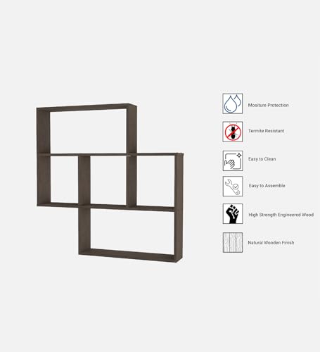 Image of RETICA Multipurpose Modular Wall Racks /Shelves /Organiser /Decor Particle Board Wall Shelf (Number of Shelves - 5, Brown)