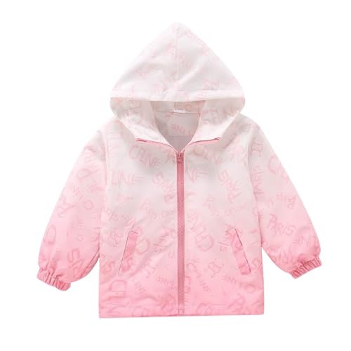 Boys Girls Waterproof Windbreaker Jacket Casual Fashion Letter Print Hoodie Kids Y2k Long Sleeve Zip Up Thin Coat