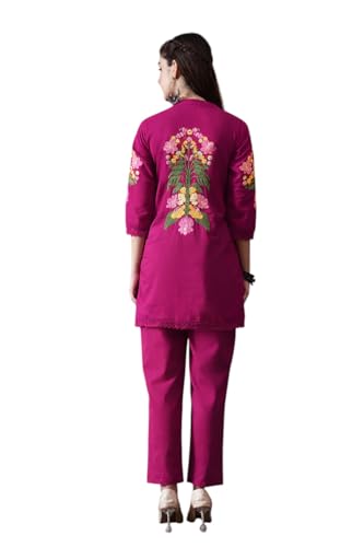 Image of Truvon Fashions Stylish Women's Co-Ord Kurta with Pant Set Cotton Floral Kurti for Women