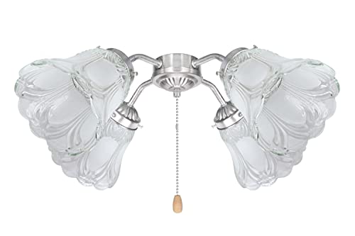 Image of Aspen Creative 23059-4A Transitional Clear & Sandblasted Ceiling Fan Glass Shade.2-1 /8 inchFitter.Size:4-7 /8 inchD x 5 inchH.4Pcs /Pack