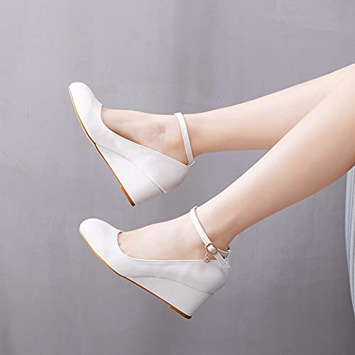 Women's Closed Toe Wedge Pumps - Low Heel Mary Jane Dress Shoes with Ankle Strap for Wedding, Office & Formal Events, Comfortable 2-Inch Heel2